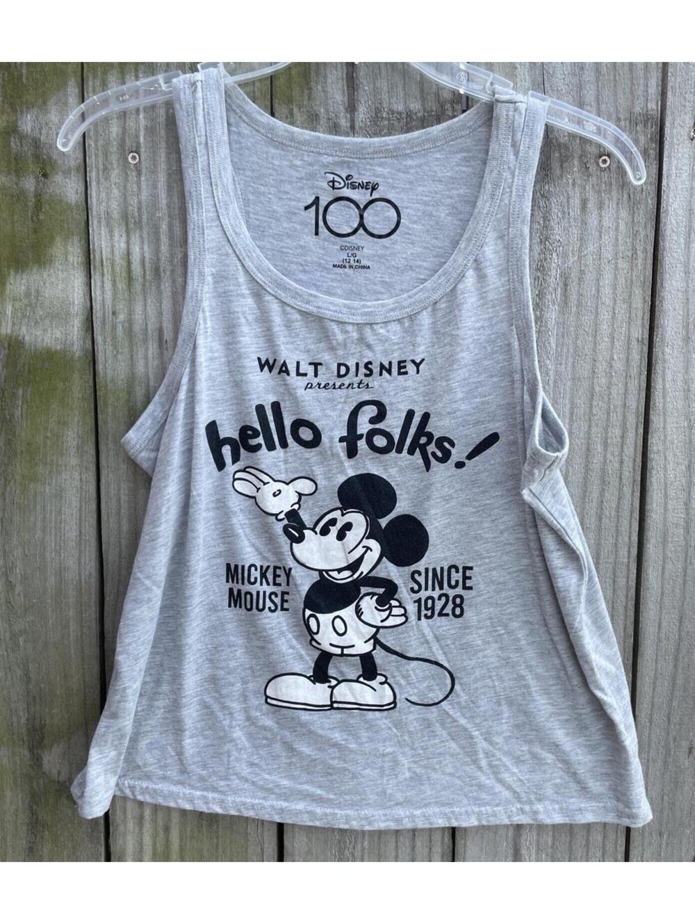 Disney 100 Years Large Grey Tank Top Mickey Mouse 12/14